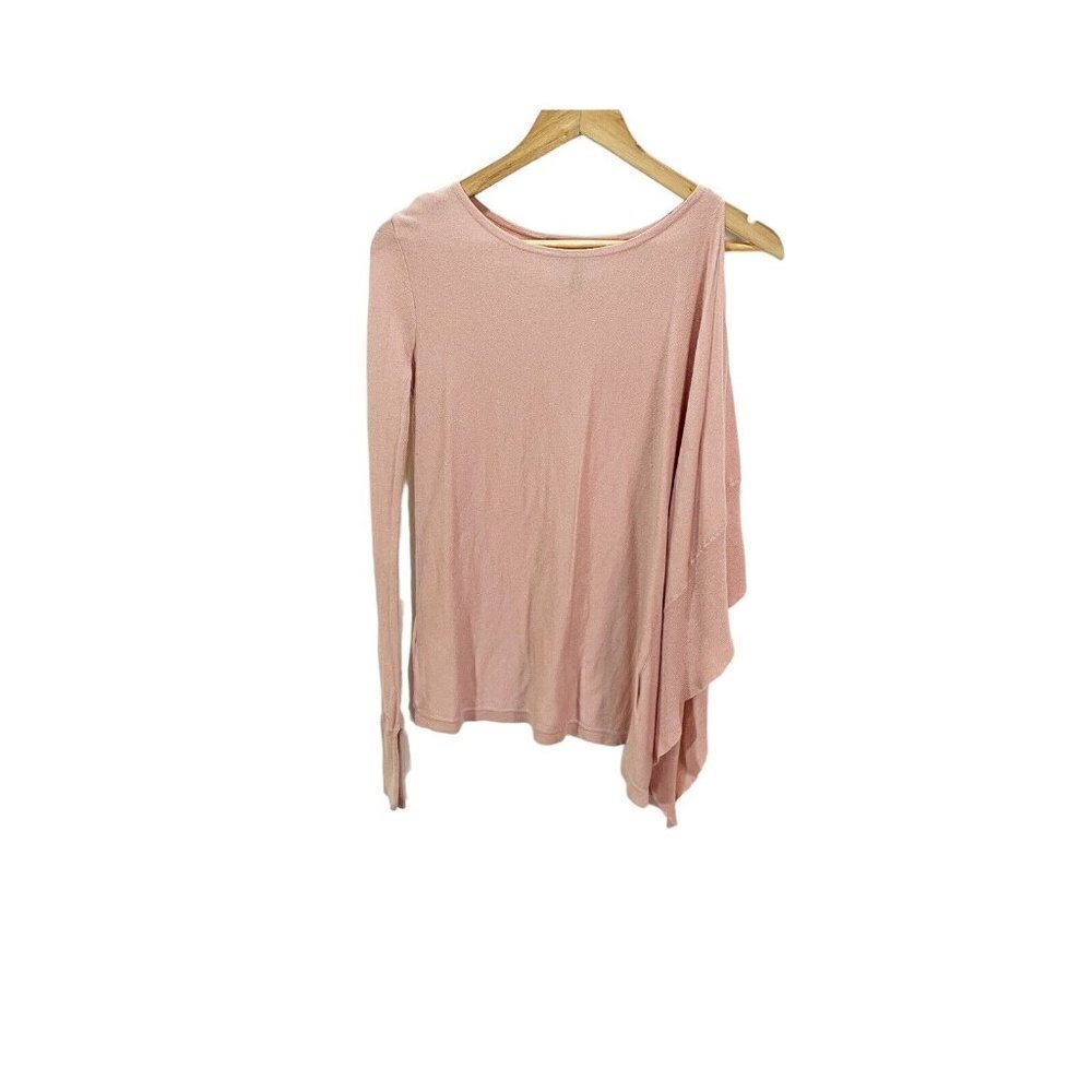 BCBG Max Azria Ksenia Asymmetric Sweater Knit Poncho Top Slit Sleeve Boatneck XS